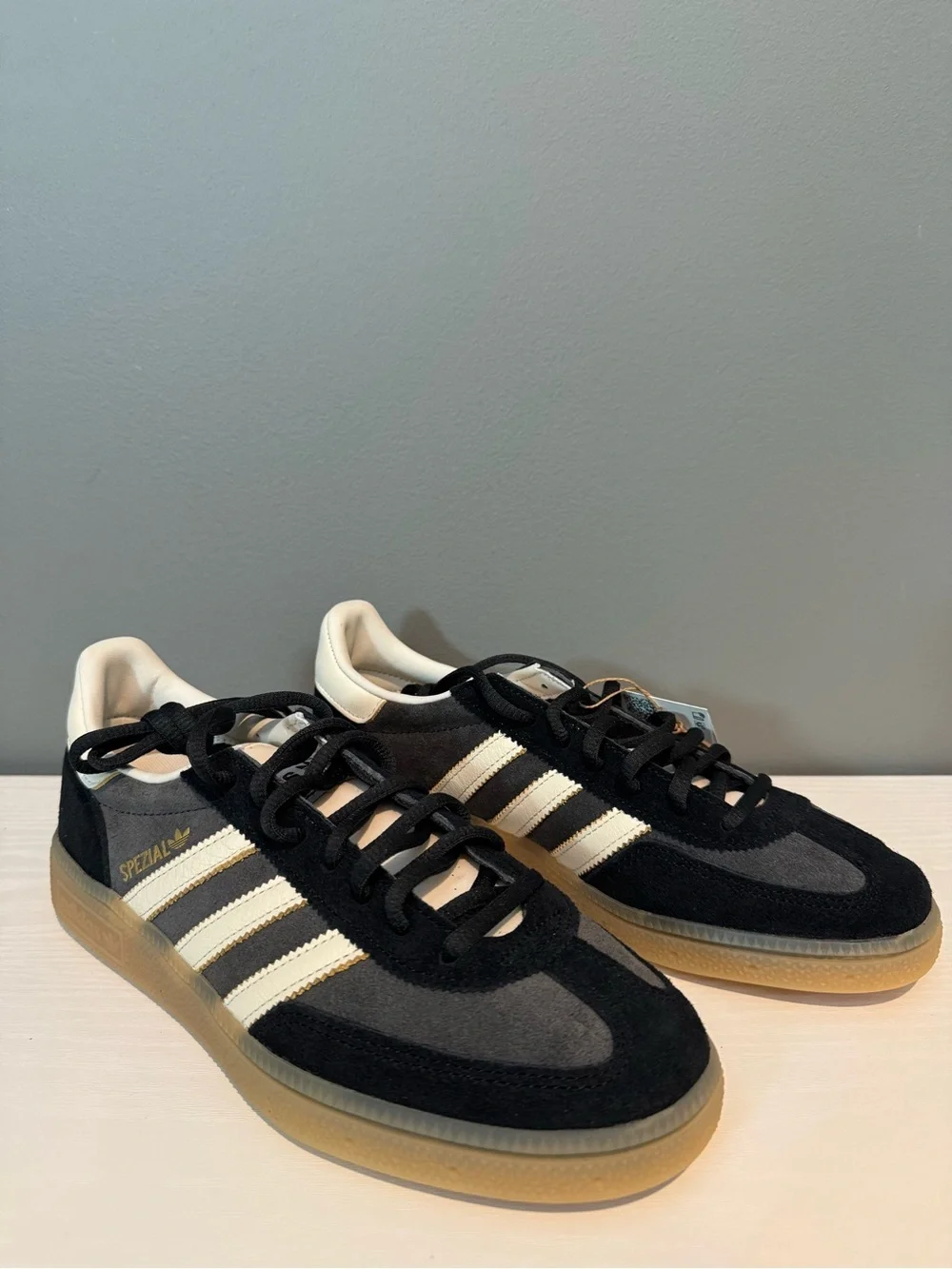 adidas Handball Spezial Black and White Retro Suede Trainers
